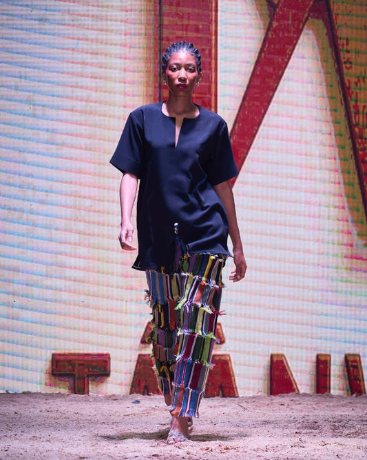 Fringe Detail Black Two-Piece